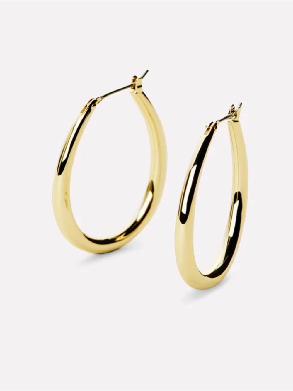 Shiny Gold Rounded Oval Hoop Earrings